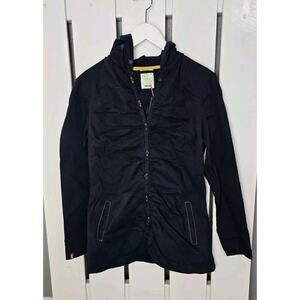 SkunkFunk SKFK Zuria Women's Y2K Blue Star Hooded Blue Ruched Button Up Jacket M